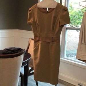 T Tahari camel dress with belt accent